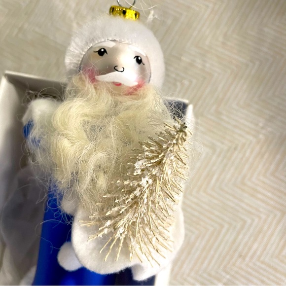 Beaux Arts Department 56 Santa Blue Glass Christmas Ornament Like New Boxed - Picture 2 of 5